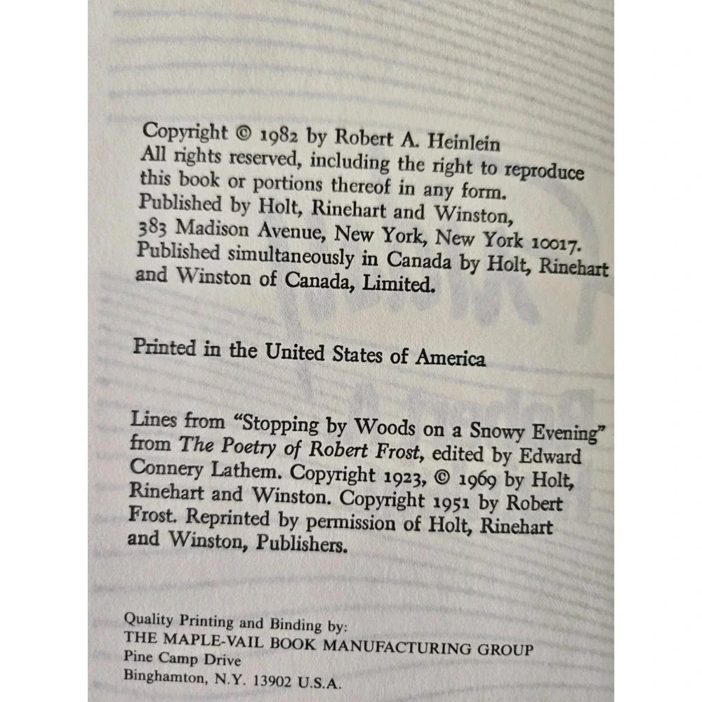 Friday by Robert A. Heinlein HCDJ  1982 Hardcover Maple-Vail Book Manufacturing